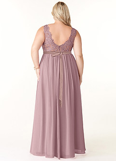 Azazie Elly Bridesmaid Dresses Dusty Rose A-Line Lace Scoop Neck Chiffon Dress image8