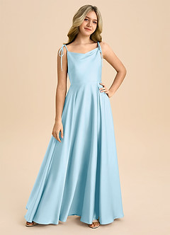 Azazie Popsy Junior Linia A Ukłon Satyna elastyczna Długość podłogi Młodsza druhna Sukienka image8