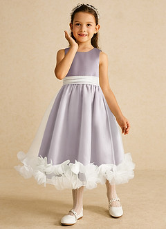 Azazie Stardust Blumenmädchenkleider A-Linie ärmellos Organza Kleid Dämmerung image5