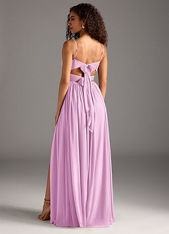 Azazie Zeya Bridesmaid Dresses Candy Pink A-Line Pleated Mesh Dress image2
