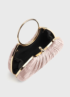 front Matching Color Floral Burnout Pleated Handbag