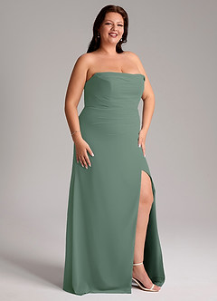Azazie Leonis Bridesmaid Dresses Eucalyptus Sheath Strapless Chiffon Convertible Dress image14