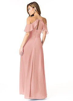 Azazie Dakota Bridesmaid Dresses Rosette A-Line V-Neck Pleated Chiffon Dress image3