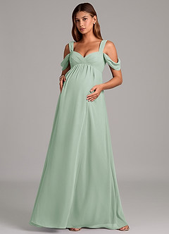 Azazie Rhea Zwangerschaps Bruidsmeisjekleding A-Lijn Geplooid Chiffon Vloerlengte Jurk image4