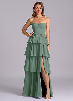 Azazie Faye Bridesmaid Dresses Eucalyptus A-Line Sweetheart Neckline Chiffon Dress image1