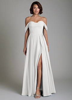 Azazie Loisa Bridesmaid Dresses White A-Line Corset Chiffon Convertible Dress image1