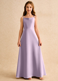 Azazie Joella Girls Formal Flower Girl Klänningar Klänning A-Line i Matt satäng Plisserad image5