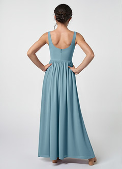 Azazie Keyla Junior Moody Blue A-Line Pleated Chiffon Dress image2