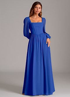 Azazie Maree Bridesmaid Dresses Royal Blue A-Line Corset Chiffon Dress image4