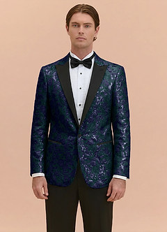 front Joseph Dunkelmarine Formelles Jacquard-Smokingjackett mit spitzem Revers