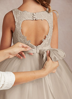 Azazie Calla Flower Girl Dresses Frost Ball-Gown Lace Tulle Dress image5
