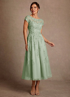 Azazie Jolanda Dusty Sage A-Line Lace Dress | Azazie CA