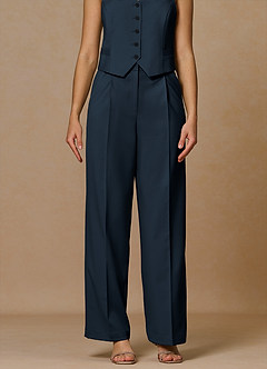 front Rowan Bleu Marine Pantalon de performance en tissage raffiné