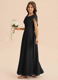 Azazie Lambie Junior Vestido de Negro de Gasa de Corte en A con Plisado image4
