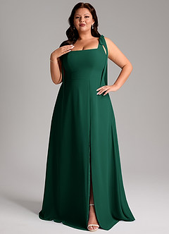 Azazie Debra Bridesmaid Dresses Emerald A-Line with Pockets Chiffon Convertible Dress image10