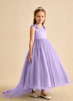 Azazie Lorita Flower Girl Dresses Lilac A-Line Beaded Tulle Dress image4