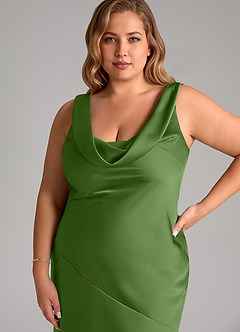 Azazie Rylina Brautjungfernkleider Meerjungfrau-Linie Stretch-Satin Kleid Basilikum image12