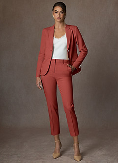 front Whitney Terracotta Completo pantaloni cropped elasticizzati strutturati