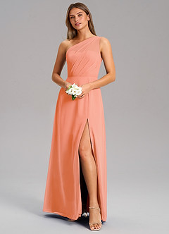 Azazie Phaedra Bridesmaid Dresses Sunset A-Line One Shoulder Chiffon Dress image4
