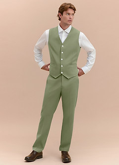 front James Pistachio Structured Stretch Suit Vest