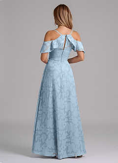 Azazie Dakota Bridesmaid Dresses Sky Blue A-Line Off the Shoulder Floral Burnout Dress image2