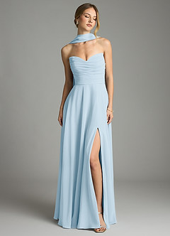 Azazie Ayla Abiti da Damigella Abito A-Line in Chiffon Scollo a Cuore Azzurro image7