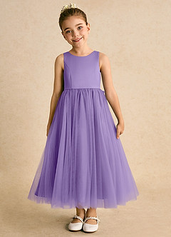 Azazie Solia Flower Girl Dresses Tahiti Ball-Gown Bow Tulle Dress image3