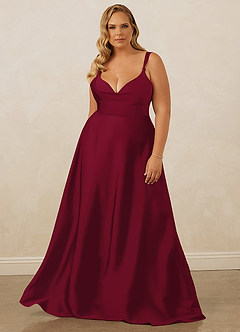 Christian Siriano Bridal for Azazie 1001 Brautjungfernkleider A-Linie Herzausschnitt Stretch-Satin Kleid Burgunderrot image11