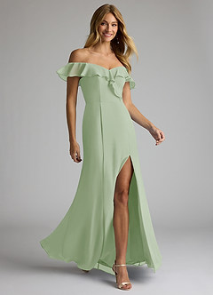 Azazie Sophie Bridesmaid Dresses Dusty Sage A-Line Off the Shoulder Chiffon Convertible Dress image4