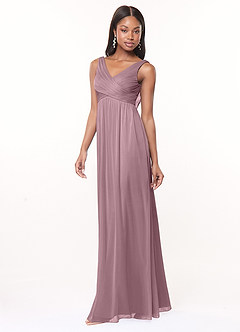 Azazie Oceana Bridesmaid Dresses A-Line V-Neck Pleated Mesh Floor-Length Dress image2