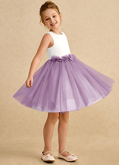 Azazie Louisa Flower Girl Dresses Ivory Wisteria A-Line Sleeveless Tulle Dress image3