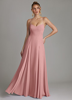 Azazie Imani Abiti da Damigella Abito A-Line in Chiffon Scollo a Cuore Rosa Polverosa image1