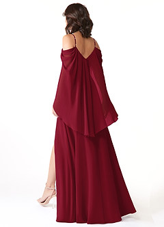 Azazie Cienna Bridesmaid Dresses Burgundy A-Line Off the Shoulder Chiffon Dress image5