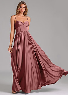 Azazie Akiko Bridesmaid Dresses Amethyst A-Line Sweetheart Neckline Stretch Satin Dress image5