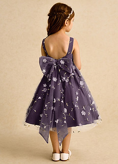 Azazie Bean Flower Girl Dresses Plum Ball-Gown Sleeveless Tulle Dress image2
