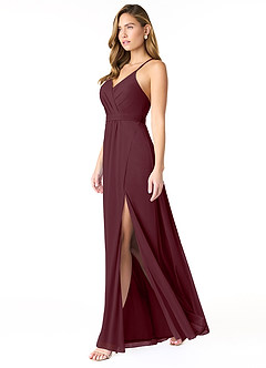 Azazie Luxy Final Sale Steel Blue A-Line Pleated Mesh Dress image3