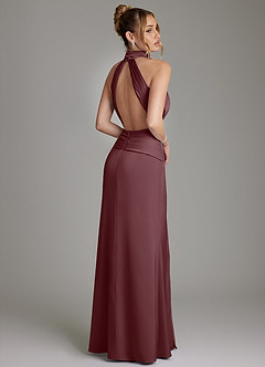 Azazie Gracelynn Bridesmaid Dresses Sangria Sheath Pleated Stretch Satin Dress image9