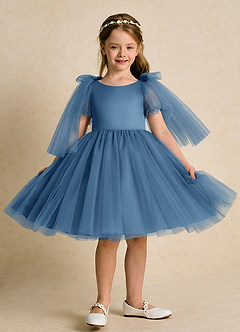 Azazie Duchess Flower Girl Dresses Twilight A-Line with Sleeves Tulle Dress image5