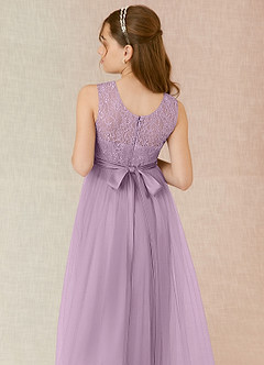 Azazie Georgette Junior Wisteria A-Line Lace Tulle Dress image7