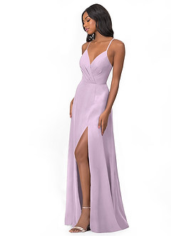 Azazie Everleigh Abiti da Damigella Abito A-Line in Chiffon con Scollo a Cuore a Pieghe Lilla Glassato image5