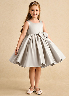 Azazie Jessie Flower Girl Dresses Frost A-Line Bow Matte Satin Dress image4
