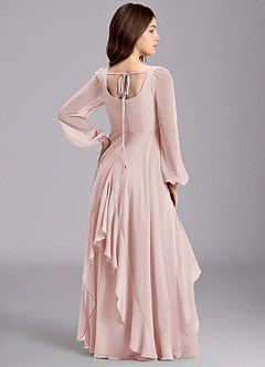 Azazie Clara Junior Vestido de Rosa Rubor de Gasa de Corte en A con Blusón image8