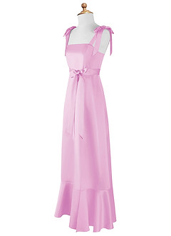 Azazie Barbara Junior Candy Pink A-Line Bow Matte Satin Dress image8