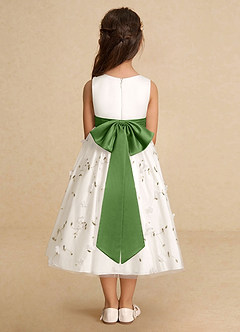 Azazie Pollie Flower Girl Dresses Ivory Basil A-Line Bow Tulle Dress image6