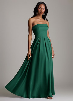 Azazie Lucienne Bridesmaid Dresses Emerald A-Line Strapless Chiffon Convertible Dress image6