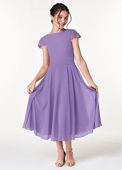 Azazie Payton Junior Tahiti A-Line Bow Chiffon Dress image3