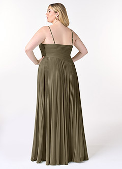 Azazie Vini Bridesmaid Dresses Willow Green A-Line V-Neck Pleated Chiffon Dress image7