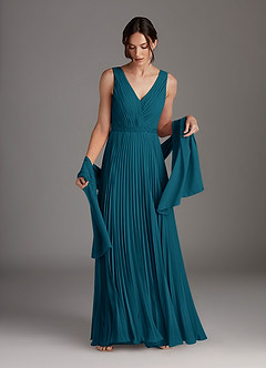 Azazie Kris Mother of the Bride Dresses Ink Blue A-Line Sequins Chiffon Dress image2