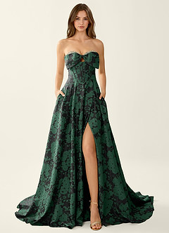 Leilani Emerald Black Corset Lace Up Back Beading Prom Dress image3