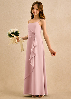Azazie lolly Girls Formal Flower Girl Dresses Powder Pink A-Line Pleated Chiffon Dress image1